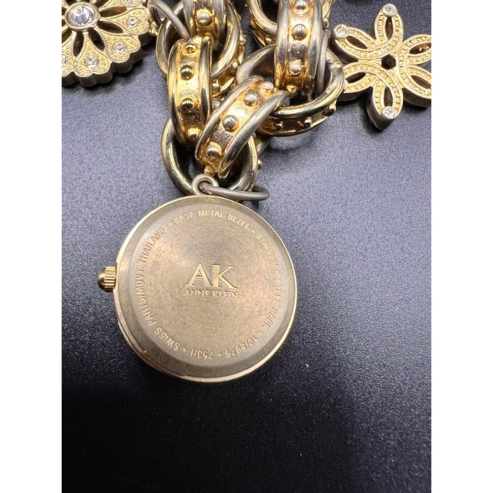 Vintage Anne Klein Gold-Tone Charm Bracelet Watch Locket – 100g Heavy Link - Picture 9 of 11